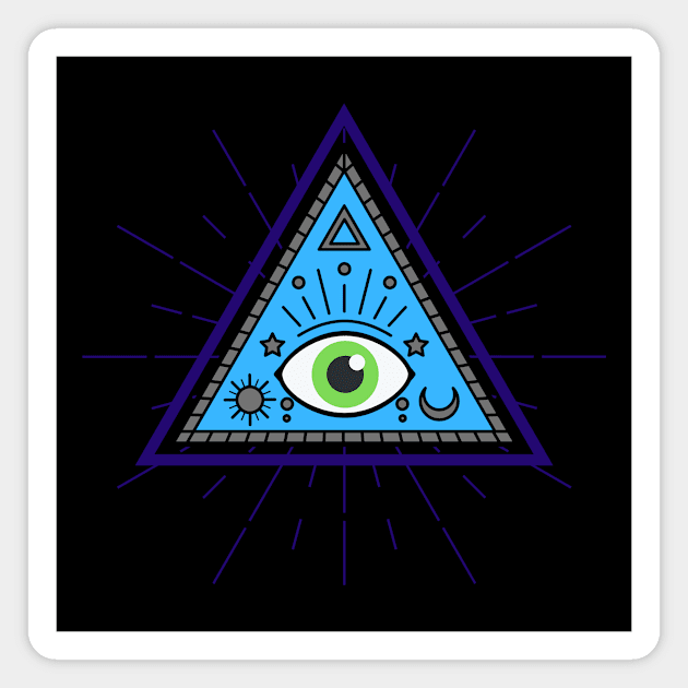 All Seeing eye - blue and grey with green eye Magnet by Just In Tee Shirts